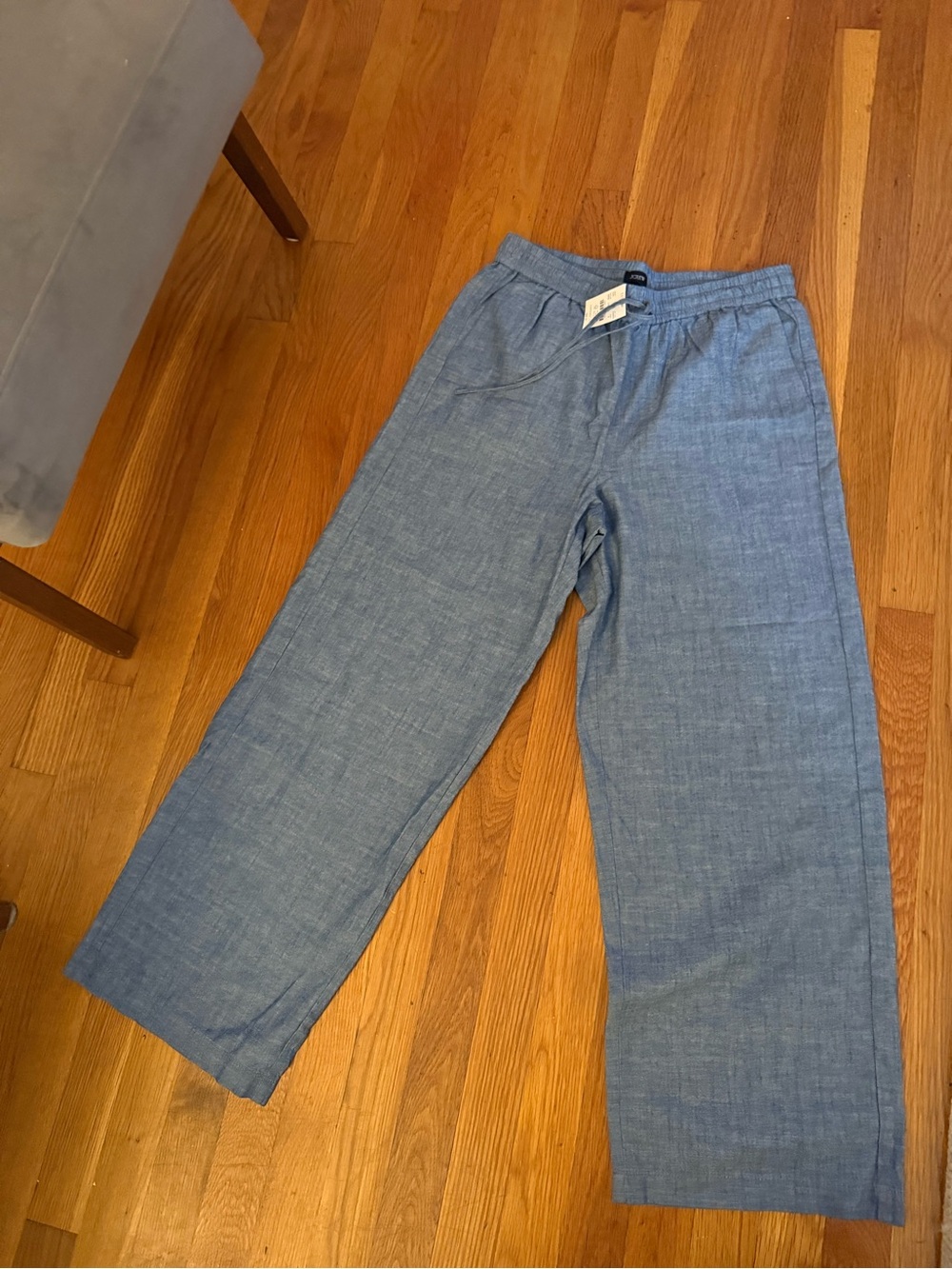 J. Crew Wide-Leg Linen-Blend Pants in Light Blue